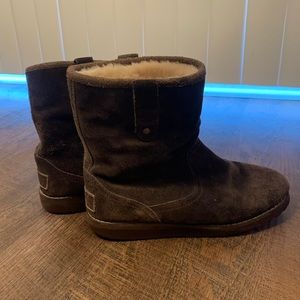 UGG Brown Suede Size 4 Boots with White Fur Lining